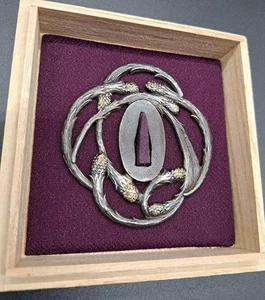 Eisen und Erdarbeiten Tsuba Tsukushi japanisches Schwert Orthesen Periode Artikel #K6651 - Bild 1 von 5