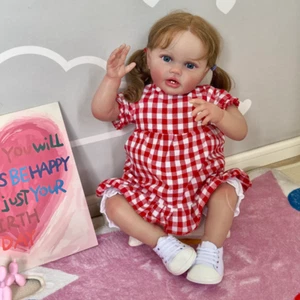 24in Reborn Baby Doll Lifelike Toddler Girl Cloth Body Rooted Hair Birthday Gift - Imagen 1 de 5