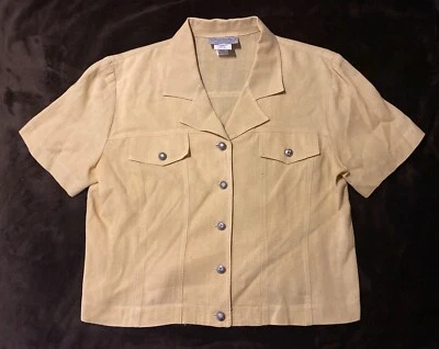 Blusa Stonebridge Petites com 10P amarela mostarda top jaqueta leve colarinho EUA - Imagem 1 de 4