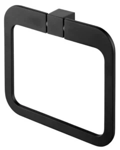 Wall Square Towel Ring Black Dressing-Gown Hanger Bathroom - Picture 1 of 2