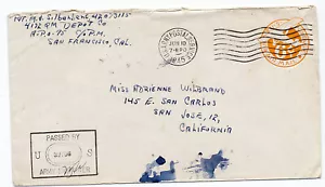 US 1945 Soldier Censor Airmail Cover APO 75 Philippines 4172 QM Depot to CA - Picture 1 of 2