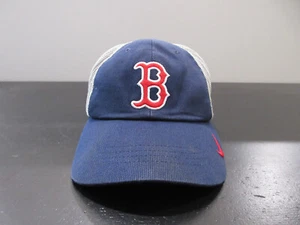 Boston Red Sox Snap Back Blue White MLB Baseball Logo Trucker Mesh Nike Mens - Picture 1 of 9