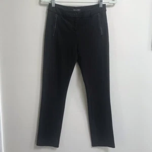 Eileen Fisher Black Leather Trim Ponte Slim Pants Size 2 Petite - Picture 1 of 12