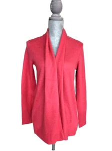 TAHARI Pure Luxe Hot Pink Cashemere Shawl Collar Long Sleeve Open Front S, NWT - Picture 1 of 6
