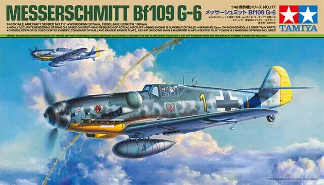 Tamiya 61117 Messerschmitt Bf109 G-6 Kit Montaggio 1/48 - Immagine 1 di 4