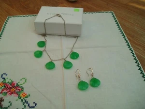 Monica Vinader silver necklace emerald green chrysoprase briolettes & earrings - Picture 1 of 2