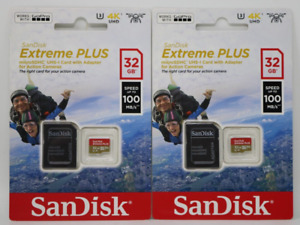 SanDisk Extreme Plus Memory Card 32GB 100 mb/s Lot of 2 NEW