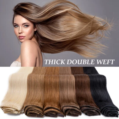 Clip de doble trama en extensiones de cabello humano Remy real cabeza completa gruesa ombre 170 g+ Foto 1 de 4