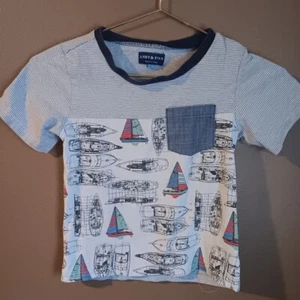 Camiseta Andy & Evan 6Y Niños Pequeños Manga Corta Bolsillo De Colección Barcos Divertidos - Imagen 1 de 6