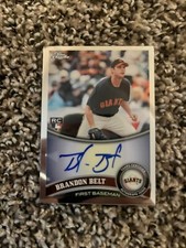 Brandon Belt Rookie Auto Insert Card 2011 Topps Chrome #172 RC Autograph Giants