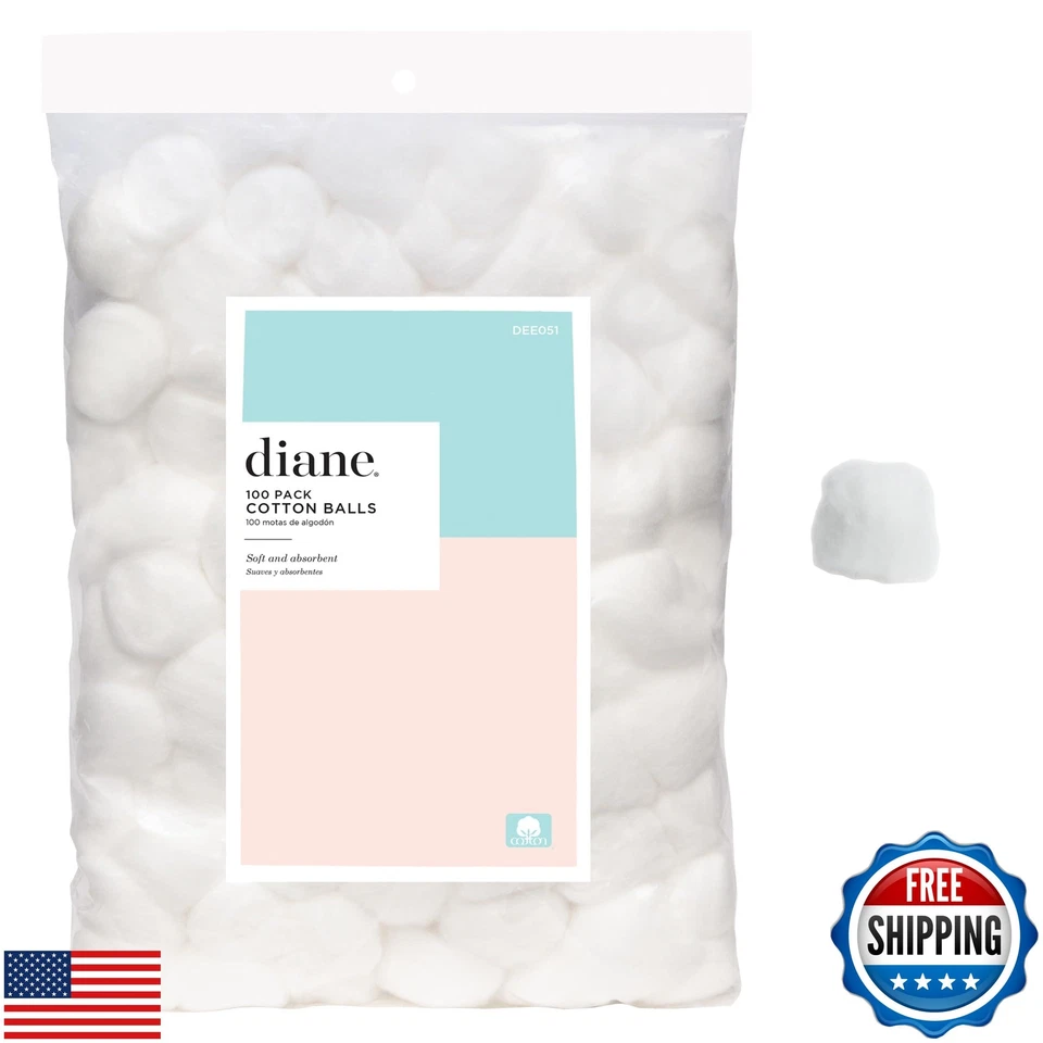 Bolas Diane 100 % algodón puro para rostro, desmaquillante, esmalte de uñas, aplicación  Foto 1 de 4