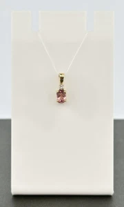 9ct Yellow Gold Pink Tourmaline & Diamond Pendant Hallmarked (Pendant Only) - Picture 1 of 5