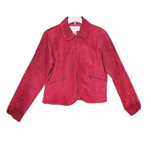 Chaqueta de Colección Chadwick Para Mujer L Roja Gamuza Genuina Cuero Cremallera Completa Cuello - Imagen 1 de 9