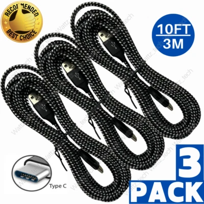 3Pack USB-C Cable Fast Charger Cord for iPhone 15 Pro Max Samsung S22 S21 S20 S8 - Image 1 of 4