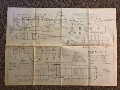 BLUEPRINTS / PLANS ONLY-Carley C-12 KP 01 24 1/2” Wingspan RC - Image 1 of 4