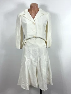 Ann Taylor Ivory Linen Blend 2 Pc Skirt Jacket Suit Size 2 Tulip Skirt NEW NWT - Picture 1 of 14