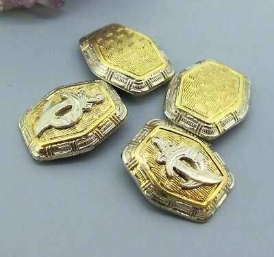 10k Yellow & White Gold  Freemasonry Shriner Sword Cufflinks Men's Two Tone - Image 1 of 4