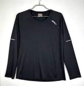 2XU Aero Long Sleeve Mens Large Black Reflective Soft Moisture Wicking Athletic - Picture 1 of 7