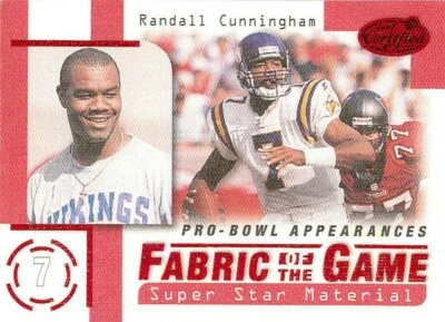RANDALL CUNNINGHAM 1999 Leaf FABRIC OF THE GAME /500 Vikings #FG11 - Image 1 of 2
