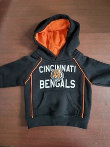 Cincinnati Bengals Hoodie NFL Apparel Kids 12mo Polyester Cotton Black Orange + - Picture 1 of 5