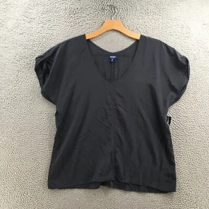 Old Navy Blouse Top Womens XL Solid Gray Vneck Short Sleeves Pullover Casual NEW - Picture 1 of 15