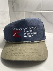 Vintage Kmart Denver Distribution Center Hat Blue + Tan Double Barreled SnapBack - Picture 1 of 6