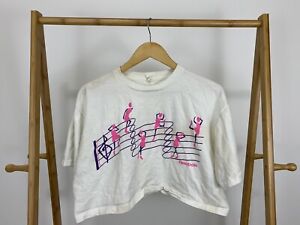 VTG 80s Reebok Dance Major Note Chord Single Stitch Cropped T-Shirt Size XL USA
