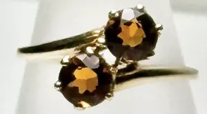 ANTIQUE 14K CITRINE MOI ET TOI BYPASS VINTAGE RING SIZE 6.5 (C47C) - Picture 1 of 6
