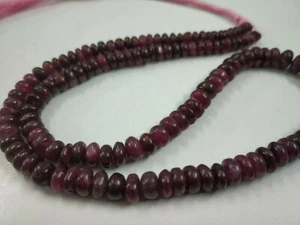 Rubellite Tourmaline Smooth Rondelle Bead 1 Strand 74 Cts Appr Natural Gemstone - Picture 1 of 6