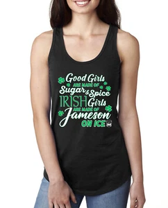 Irish Girls are Made of Jameson On Ice St Patricks Day Ladies Racerback Tank Top - Picture 1 of 6