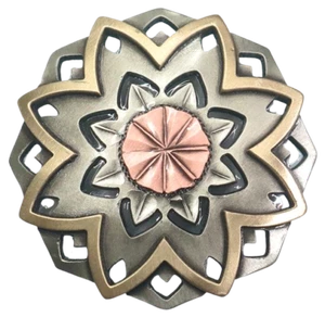 Concho individual Augus de diseño floral plateado y dorado - Imagen 1 de 3