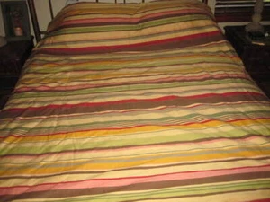 PotteryBarn Duncan Stripes Twin 100% Cotton Duvet Cover w/1 Euro Sham EUC - Picture 1 of 7