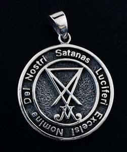 Anhänger Lucifer Schmuckstück Esoterik Pentagramme Satan Magie Noire Silber 925 - Picture 1 of 2