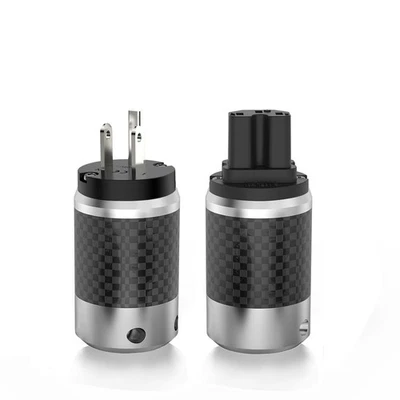 Carbon Fiber Body Rhodium Plated US Power Plug HiFi Power Cable IEC Connector - Image 1 of 4