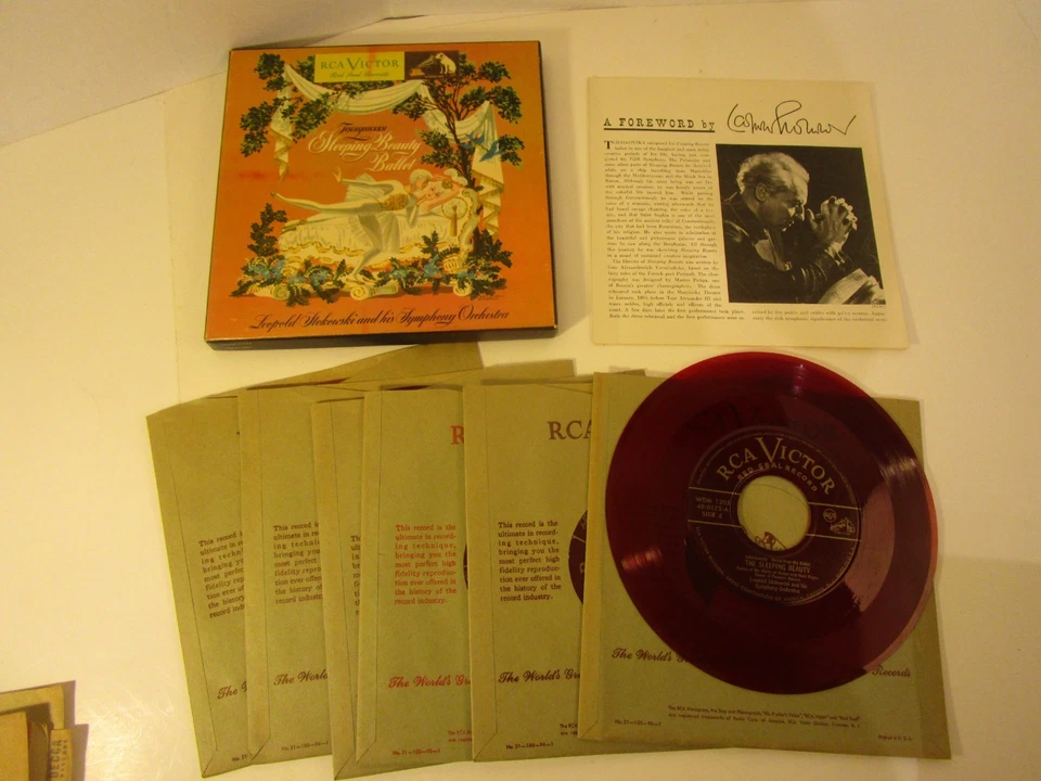 TCHAIKOVSKY - SLEEPING BEAUTY- (6) 45'S - BOX - RED WAX   vg+   uz36 - Image 1 of 1