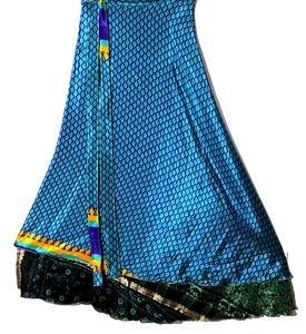 Incredible-art Vintage Silk Sari Magic Wrap Skirt Reversible Double Layer skirt, - Picture 1 of 6