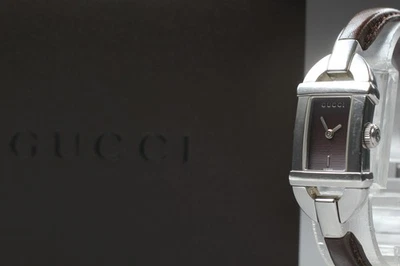 [Casi COMO NUEVO] Reloj de cuarzo vintage GUCCI 6800L marrón plata para mujer de JAPÓN Foto 1 de 4