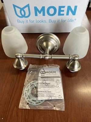 Moen YB2262BN Brantford 16" Wide 2 Light Bathroom Sconce w/Frosted Shades B147 - Image 1 of 3