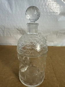 Vintage Guerlain Bee Embossed Clear Glass Perfume Bottle w/ Stopper - Picture 1 of 8