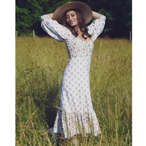 Smith & Quinn Marigold Midi Dress Large Cottagecore Floral Romantic Prairie Boho - Picture 1 of 12