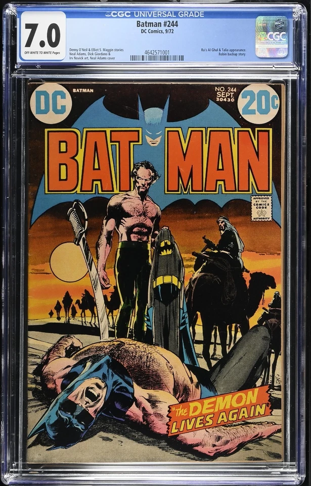 BATMAN #244 - CGC 7.0 - OW/WP - FN/VF - RA’S AL GHUL NEAL ADAMS COVER - Image 1 of 2
