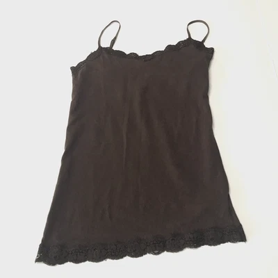 Y2K Aero Top Medium Cami Babydoll Lace Brown Tank Coquette Fairy Grunge Whimsy Foto 1 de 4