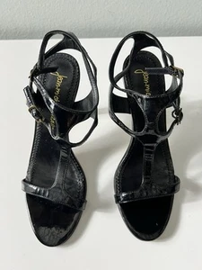 Jean-Michel Cazabat Women's Black Strap Heels  37.5 US 7 - Picture 1 of 11