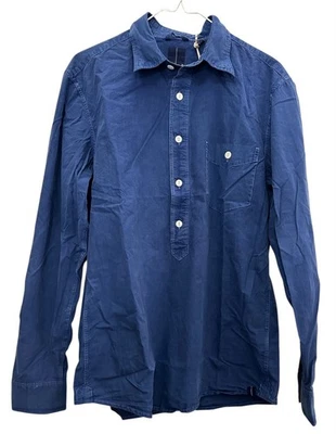 Camisa Popover Marca Oobe Nueva con Etiquetas Azul Medio 90% Algodón 10% Botón Seda Foto 1 de 4