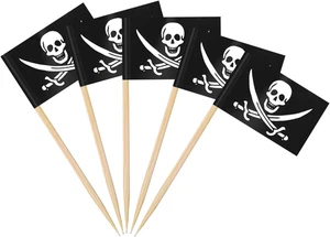 100 Stück Piraten Zahnstocher Flaggen Paty Deko Fahne - Bild 1 von 7