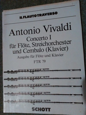VIVALDI 	Concerto no. 1 for flute, string orchestra and keyboard. Sheet music - Image 1 of 2