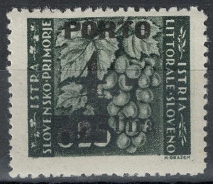 ISTRIA - LITORALE SLOVENO 1946 Porto (4£ su 25c) Tassello II MH* - Picture 1 of 1