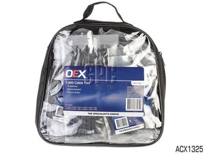 OEX ACX1325 BLACK NYLON CABLE TIE ASSORTMENT KIT - 4 SIZES PACK OF 1000 - Picture 1 of 6