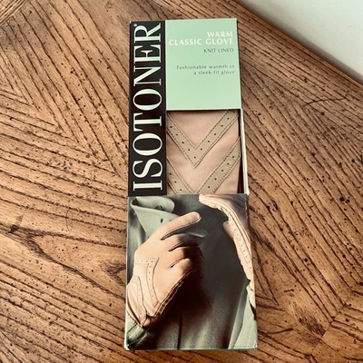 Guantes clásicos Aris Isotoner tejidos forrados camel para mujer talla única elásticos cálidos nuevos en caja Foto 1 de 4