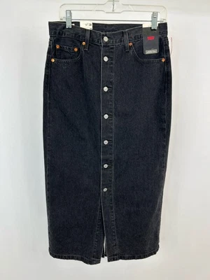 LEVIS NWT Denim Classic Pencil Maxi Pockets Cotton Sz 28/6 Black Women Skirt - Image 1 of 2